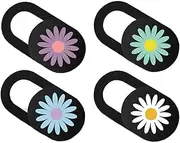 Sewroro 4pcs Ultra Thin Daisy Pattern Webcam Cover Slide for Laptop Tablet Easy Install Privacy Securely Adheres Prevents Web Hacking