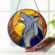 Howling Wolve Suncatcher Ornament Hanging, Wolf Suncatcher Window, Garden Orname