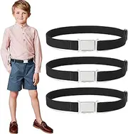 [CowboyGuru] 2 Pack Kids Adjustable Magnetic Belt Boys Girls Elastic Belt with Easy Magnetic Buckle, 6.black+black+black, One size