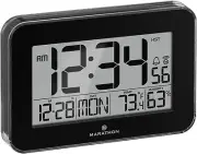 Crystal Framed Atomic Wall Clock, Black - Large, 7.5-Inch Display - AM/PM or 24-
