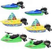 Yardwe 6Pcs Bath Boats Plastic Sailboats Speedboats Motorboats for Movable Bath for Fun Water Play Desktop Decoration