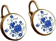 [Bigood] 1 Pair Vintage Style Art Patterned Round Shaped Hook Earring for Women Girls