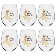 6PK Alpaca Valley Stemless Wine Glass Tumbler Party Drinkware No Prob Llama