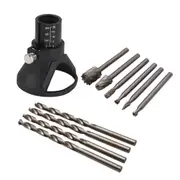 11 PCS SET Rotary Multi Tool Cutting Guide Attachment Kit HSS Router Drill Bit