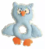 Soft & Plush Owl Character Baby Rattle - Blue