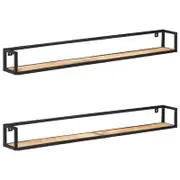 Wall Shelves 2 pcs 160 cm Rough Mango Wood