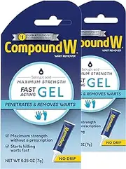 Compound W Wart Remover Fast Acting Gel, Maximum Strength Salicylic Acid, 0.25 oz, 2 Pack