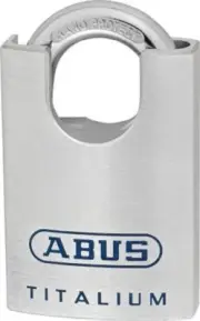 Abus TITALIUM KEY SAFETY PADLOCK 50mm Width, 25mm Shackle SILVER *German Brand