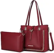 [MKF Collection] MKF 2-PC Set, Tote Handbag for Women, Satchel Pouch – PU Leather Purse – Crossbody Shoulder Bag Lady Pocketbook