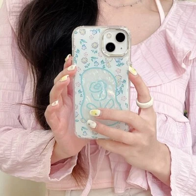 NEW‼ White & Translucent Flowers Floral iPhone 13 Pro Max Case TPU Bumper Cover