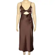 NWT BEC & BRIDGE Hazel Cut-Out Maxi Dress, Chocolate, 12 (US)