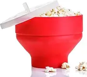 Microwave Popcorn Maker, Collapsible Bowl Microwave Silicone Popcorn Popper Maker BPA-Free & Dishwasher Safe Microwaveable Silicone Popcorn Popper