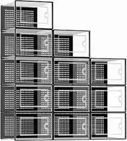 Large 12-Pack Clear Plastic Shoe Organizer Boxes, Stackable, Space-Saving Storage Solution for Sneakers, Trainer storage with Lid for Women/Men (Black)