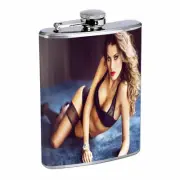 Brazilian Pin Up Girls D10 Flask 8oz Stainless Steel Hip Drinking Whiskey