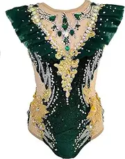 [JoyCan] Green Velvet Rhythmic Gymnastics Leotard Competition Performance Leotard