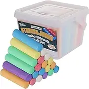 Jumbo Sidewalk Chalks for Kids, Maxzola inc. 61 Pcs Washable Non-Toxic Chalk for toddlers, Outdoor, Street, Chalkboard Bulk Chalk Play Art Set