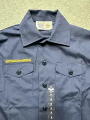 Boy Scouts of America Uniform Shirt Boys Small Blue USA Flag Batch Kids Youth