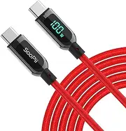 SOOPII USB C to USB C Cable,6.6ft Nylon Braided Type-C Cable,100W PD Fast Charging Cable with LED Display for lPhone 15/15 Pro/15 Plus,lPad Air,MacBook Pro, Galaxy S24 S23 (Red)