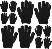 [WRITWAA] 6 Pairs Back Rub Gloves Exfoliating Hand Mitt Scrubbing Gloves for Shower Spa Scrub Glove Shower Exfoliator Mitt Shower Exfoliating Gloves Shower Gloves Loofah Mitt Polyester Black