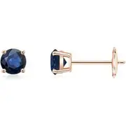 Round Blue Sapphire Stud Earrings