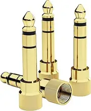 6.35mm (1/4 Inch) Male to 3.5mm (1/8 Inch) Female Audio Adapter Gold Plated Stereo Phone Screw-On Adapter for Guitar Headphones Amp, 4Pcs
