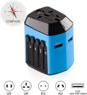 Universal Travel Adapter with Compass 2 USB Ports EU AU UK US Power Converter