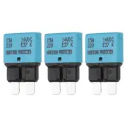 3 Pack 14V DC 15A Blue ATC/ATO Automatic Mini Resettable Fuse for Car