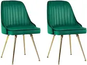 Artiss Dining Chairs Set of 2 Retro Esright Kitchen Chair Nursing Seats Reading Seating Home Living Room Bedroom Cafe Office Furniture, Polyester Fabric, Modern Metal Legs Green