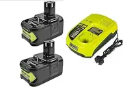 [Combo] 2X 18V 6Ah Ryobi One+ Plus Compatible Batteries + 1x Charger High Capacity Replacement for Ryobi Tools