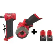 Milwaukee Right Angle Die Grinder 1/4" + Cut Off Saw 12V Brushless + 2 Batteries