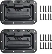 Lwtsrp Pack of 2 Black Folding Handles, Hardware Boxes Handle, Folding Handles, Box Handle, Spring-Loaded, for Speaker Boxes, Tool Boxes, Case Rack