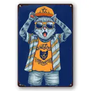 2x Tin Sign Tcc Cat Think Cook Cook Nice Live Metal Plate Rustic Decorative