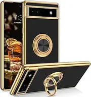 ELEPIK 6D-Stand Series for Google Pixel 7 Pro Case with Ring Holder Kickstand, [Military Grade Drop Protection] Slim Phone Case, 6.7 Inch, Black.