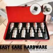 9 Pcs Hex Key Socket Set 1/2" Drive Metric mm Allen Allan Bit Set Metal Case Box