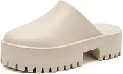[baobeijiadao] Womens Platform Mules Slip On Sandals Closed Toe Clogs Non-Slip Thick Sole Waterproof Slippers