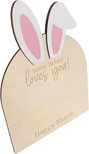Sosoport Footprint Keepsake Bunny Decor Kit Wooden Plaque for Newborn Handprint and Footprint Art for Nursery Shower present First Easter Memory