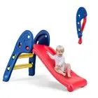 HONEY JOY Folding Kids Slide Triangle Structure Freestanding Slide for Kids 3-8