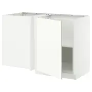 METOD corner base cabinet with shelf, white/Stensund white, 128x68x80 cm