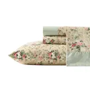 - King Sheet Set, Breathable Percale Cotton Bedding with Deep Pockets, Chic H...