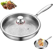 Titanium Hammered Non-Stick Frying Pan with Lid, Multifunctional Ultra-Durable Scratch-Resistant, for Stovetops, Induction Cooktops 28cm