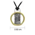 Feng Shui Good Luck 925 Sterling Silver Cord Pendant Set Jewelry