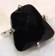 Natural Faceted Black Tourmaline 925 Sterling Silver Ring Jewelry Sz 7 @B17-7