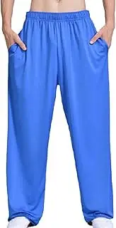 [HanzhuoLG] Men Women Tai Chi Pants Soft Breathable Kung Fu Wu Shu Wing Chun Fitness Yoga Pants Dark Blue XXL