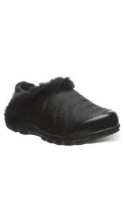 New BearPaw Elaine Mule Slip On Sheepskin Quilted Slippers Black Womens 7