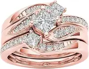[BTAKANPP] Rings Light for Teen Girls Design Knot Set Diamond Fashion Ring Light Luxury High Grade Ring Cool Rings (Rose Gold, 8), Rose Gold