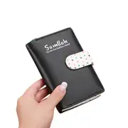 Lady Cute Wave Point Buckle Design Fashion Purse Coins Pouch black