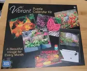 Vibrant Puzzle Calendar Kit 6 Two Sided 100 Piece Puzzles Wipe Off NEW Open Box