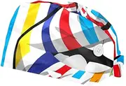 [WOSHJIUK] Working Hat 2 Pack Scrub Caps for Women,kiss Mouth with Rainbow Stripe,Tie Back Cap Adjustable Scrub Hat