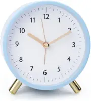 Alarm Clock 4.5" Bedside Battery Operated round Analog Clocks with Backlight for