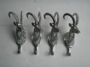 Metal Decorative IBEX WALL MOUNT COAT HOOKS of Stag Head range Set of 4 pcs *